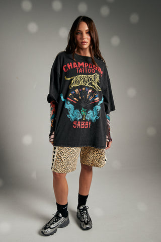 Champagne tattoo tee - Black