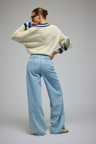 AJ V-Neck Knit Sweater Coconut
