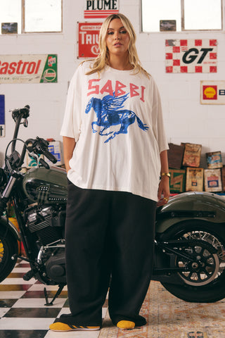 Sabbi - The very oversized rhinestone tee - Marshmallow