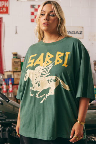 Sabbi - The very oversized rhinestone tee - Khaki