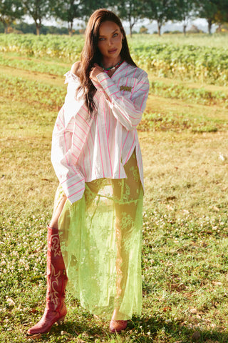 The Lace Maxi Skirt - Chartruesse