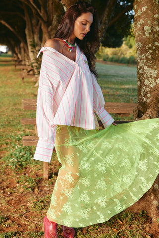 The Lace Maxi Skirt - Chartruesse