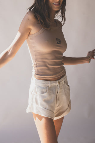 Goldie denim short - Cream