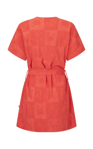 Seaside terry kimono dress - Lobster red