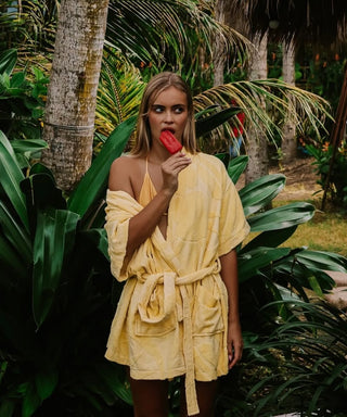 Yellow cotton Beach & Bathrobe