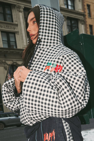 The Be Happy Gingham Bomber