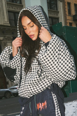 The Be Happy Gingham Bomber