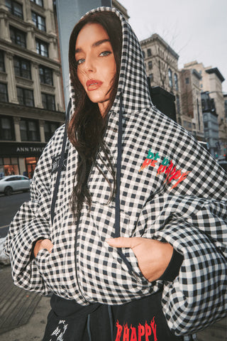 The Be Happy Gingham Bomber