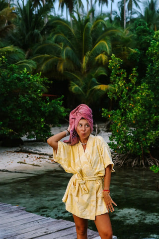Yellow cotton Beach & Bathrobe
