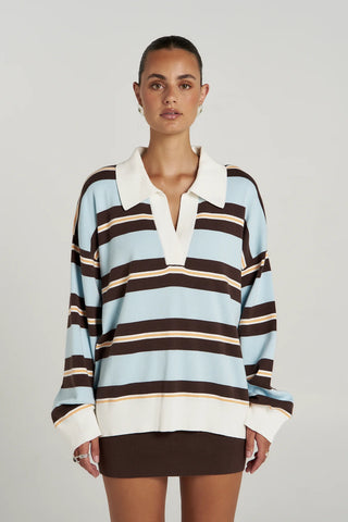 Summi Summi Stripe L/S Polo - Aperol Stripe