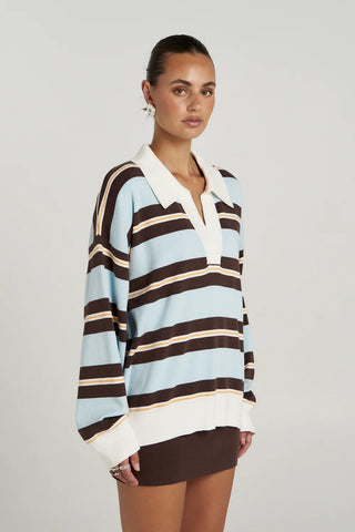 Summi Summi Stripe L/S Polo - Aperol Stripe