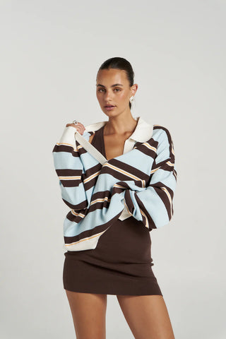 Summi Summi Stripe L/S Polo - Aperol Stripe