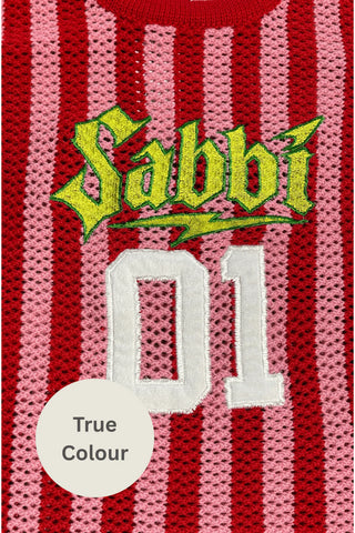 The Knit B-Ball Singlet - Red & Pink