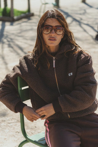 Sherpa hooded jacket  - Dark chocolate