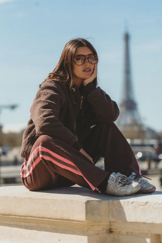 Sherpa hooded jacket  - Dark chocolate