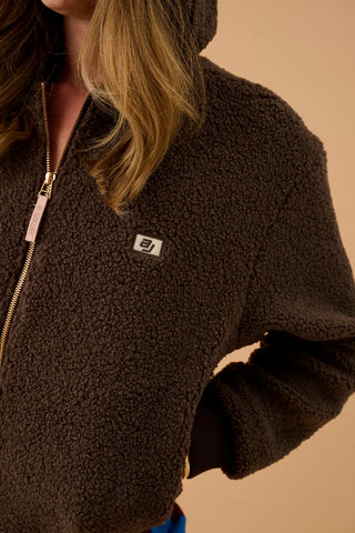 Sherpa hooded jacket  - Dark chocolate