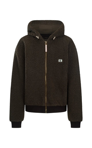 Sherpa hooded jacket  - Dark chocolate