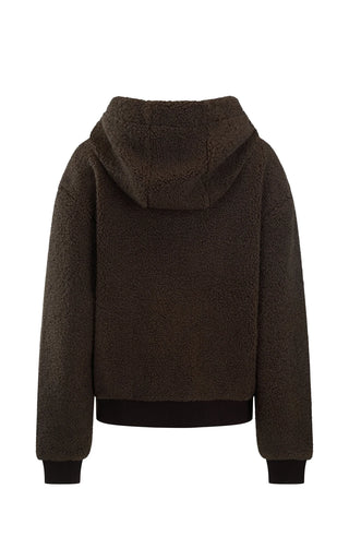 Sherpa hooded jacket  - Dark chocolate