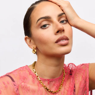 Lisa Puffy Heart Earrings - Gold