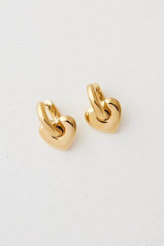 Lisa Puffy Heart Earrings - Gold