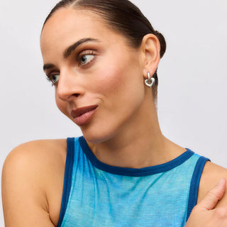 Lisa Puffy Heart Earrings - Silver