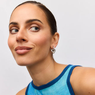 Lisa Puffy Heart Earrings - Silver