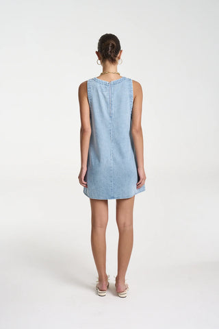 Summi Summi - V Neck Shift dress - Sky blue denim