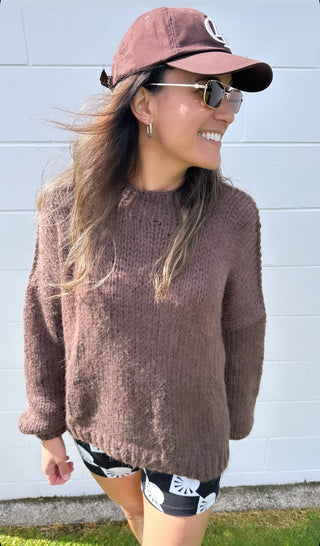 Desiree oversized merino wool jumper - Chocolate