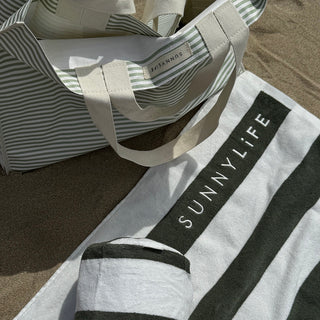 Beach Towel - Olive stripe