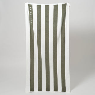 Beach Towel - Olive stripe