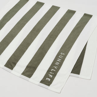 Beach Towel - Olive stripe