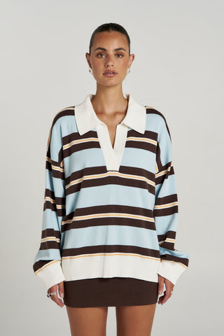 Summi Summi Stripe L/S Polo - Aperol Stripe