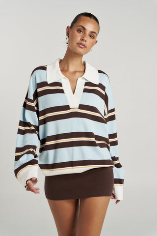Summi Summi Stripe L/S Polo - Aperol Stripe