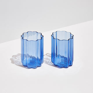 Fazeek - Wave glass - Blue - Set of two