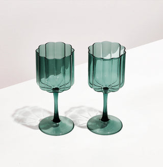 Fazeek - Wave wine glass -Teal - Set of two